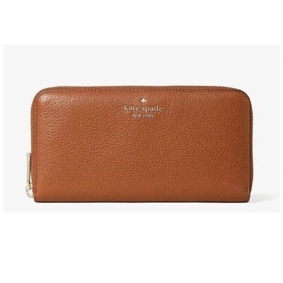 Kate Spade NY Leila Large Continental Wallet Pebble Leather Warm Gingerbread - Picture 1 of 16